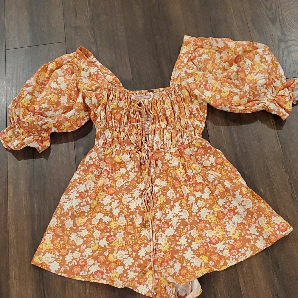 Floral Puff Sleeve Romper